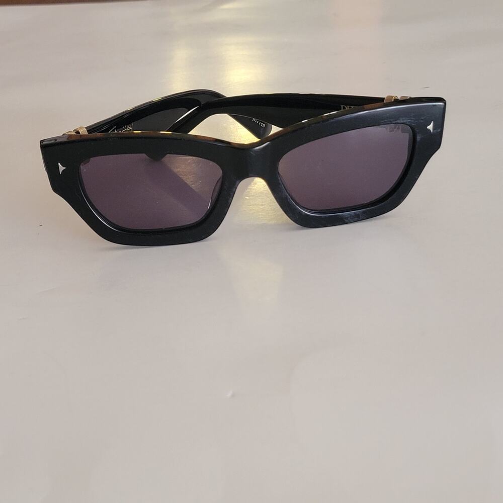 DEZI Stacked 55mm Cat Eye Sunglasses in black with dark smoke lenses